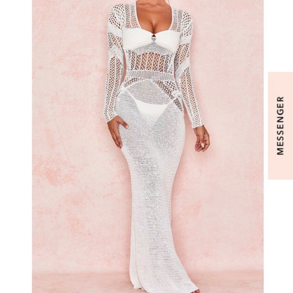House of CB White Crochet Maxi Dress